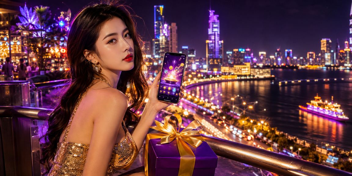 Màn hình điện thoại hiển thị jackpot tại Sài Gòn về đêm với ánh đèn neon rực rỡ